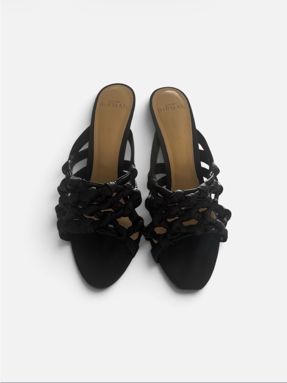 Alexandre Birman Black Fisherman Braided Heels 38